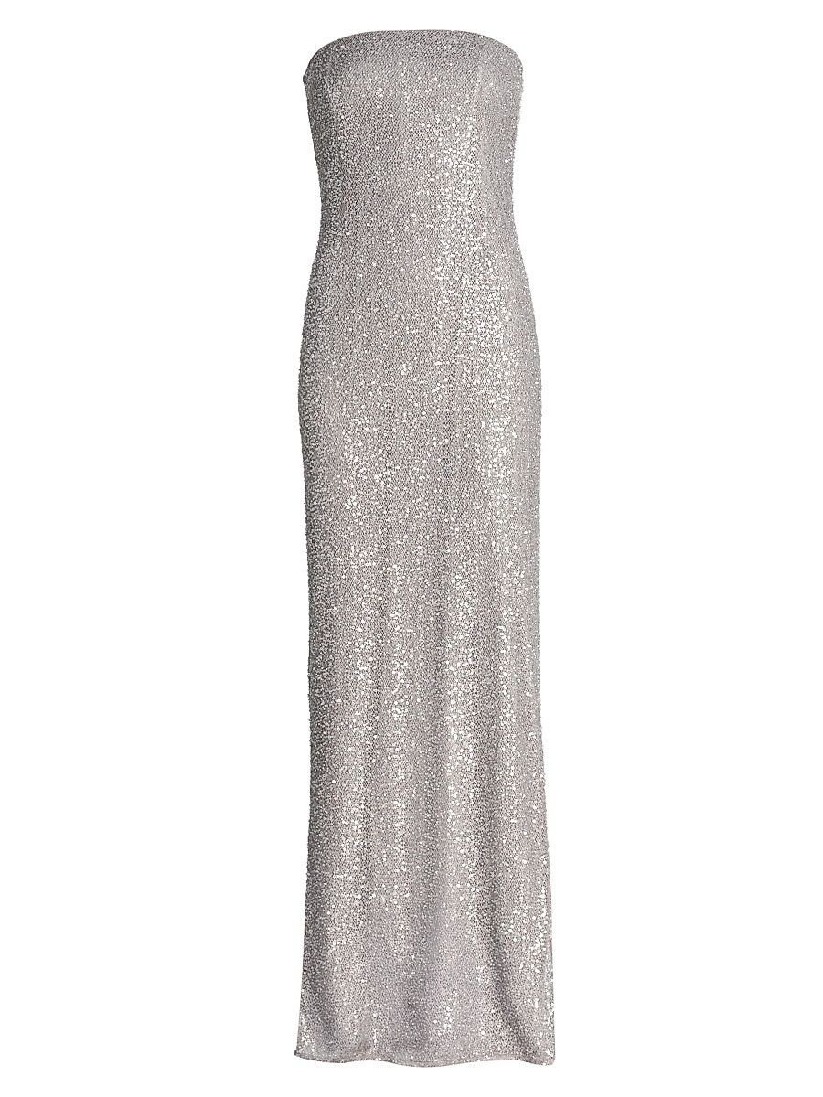 Women's Xyla Sequined Strapless Column Gown - Slate Gray - Size 10