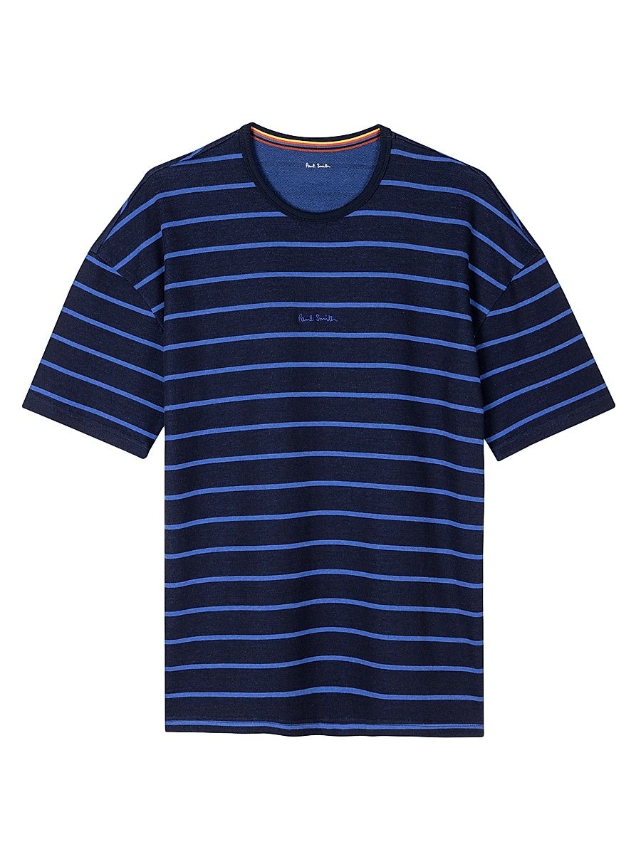Men's Relax Logo Stripe Crewneck T-Shirt - Inky Blue - Size XL