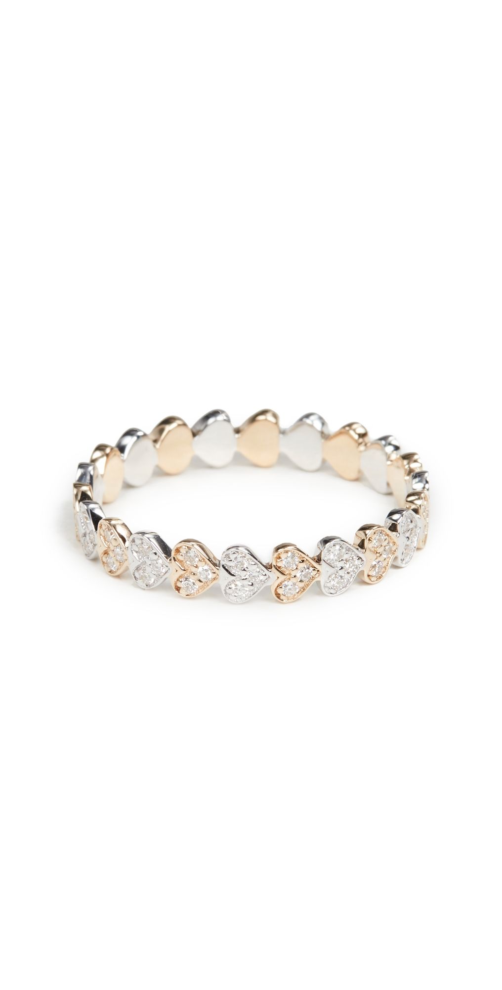 Sydney Evan Tiny Heart Eternity Ring Yellow/Gold 7