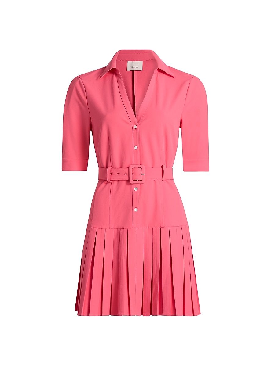 Women's Moriah Pleated Belted Minidress - Sunset Blush - Size 14