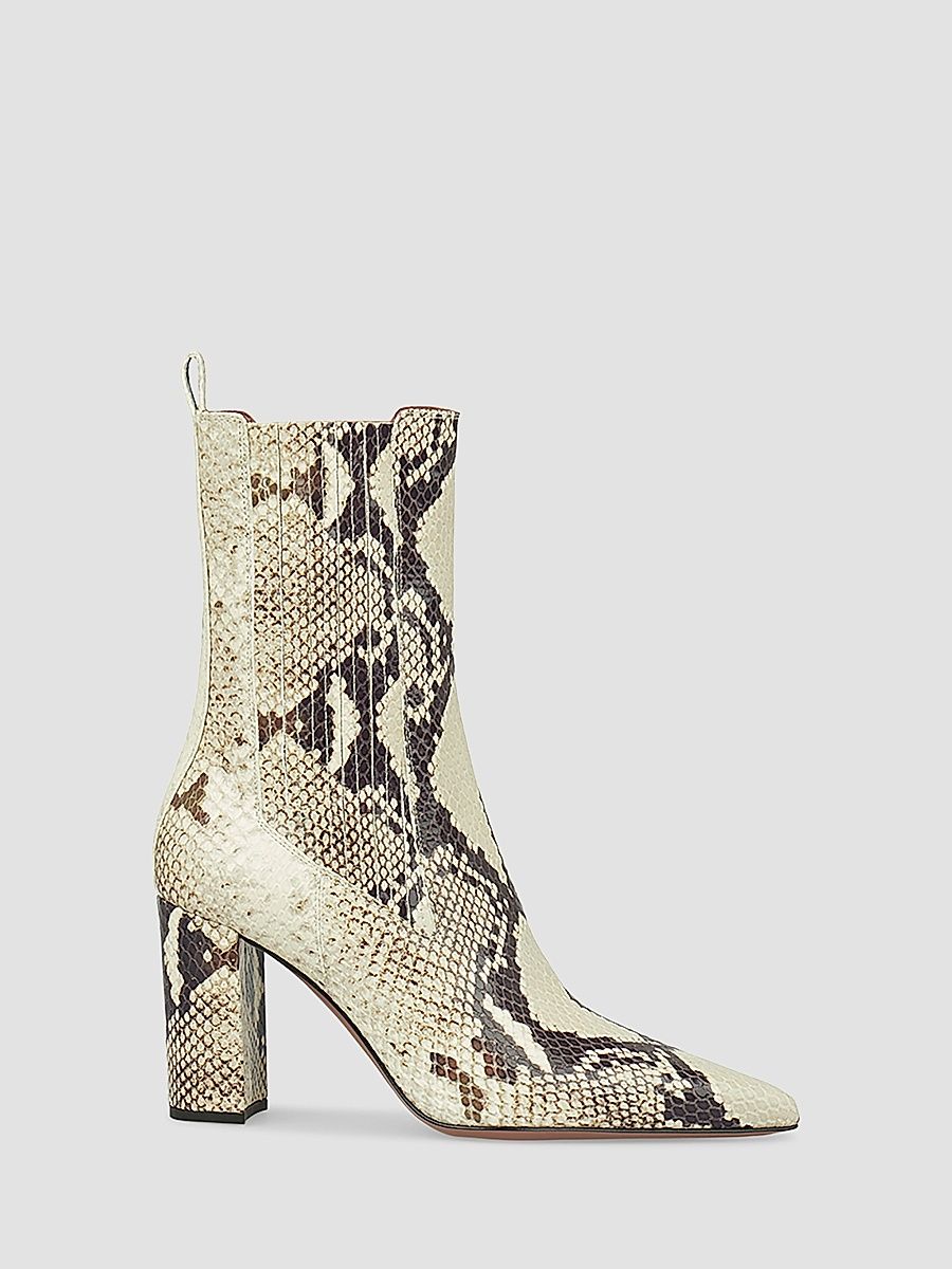 Women's Anja 85MM Snakeskin-Embossed Leather Ankle Boots - Naturale - Size 7