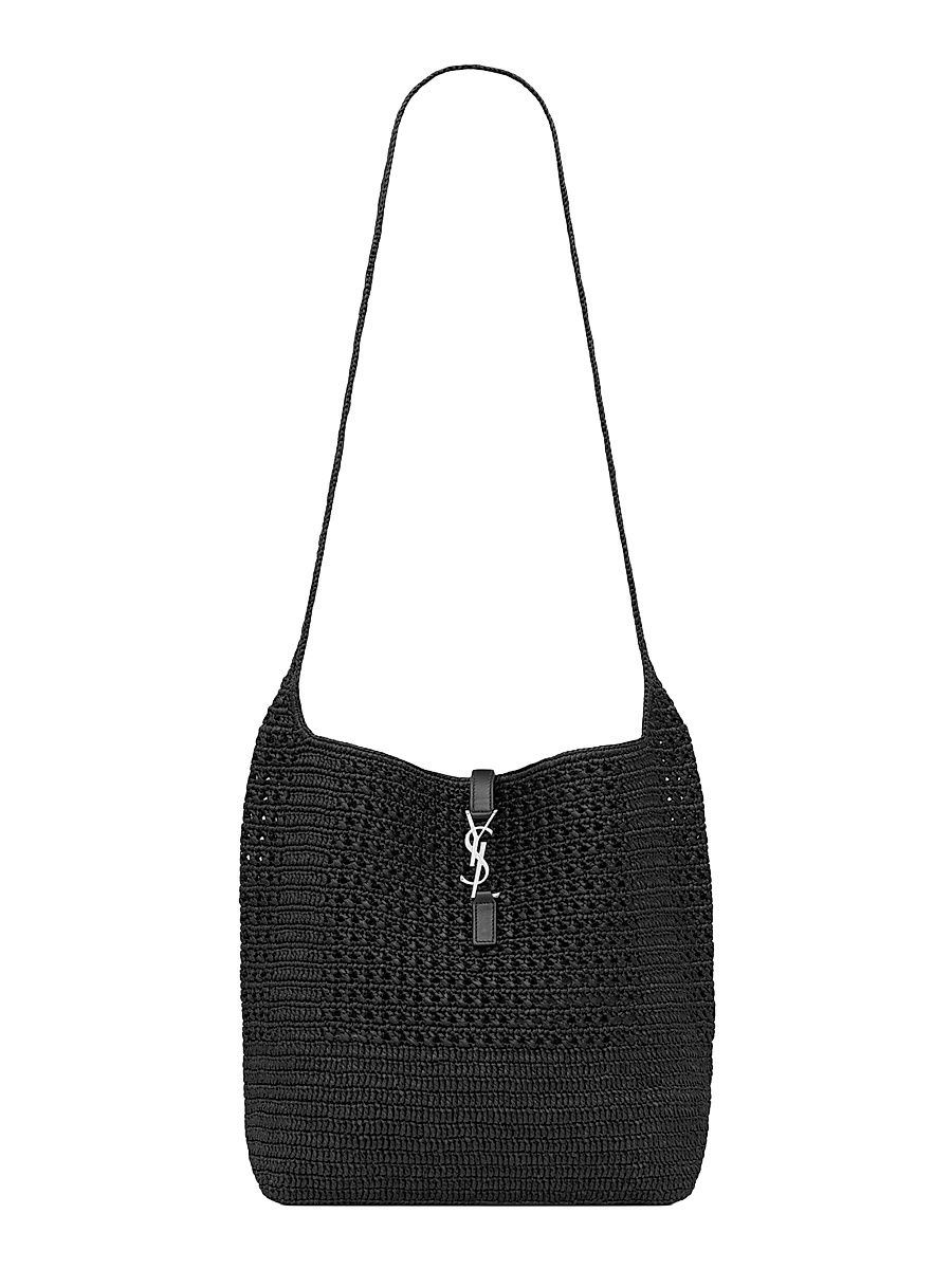 Women's Le 5 à 7 Medium Tote in Raffia Crochet - Black