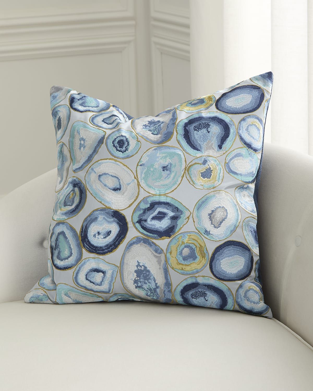 Cali Embroidered Decorative Pillow, 24" Square