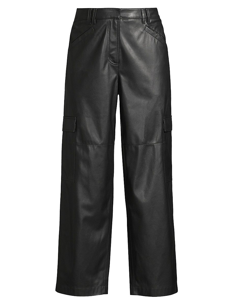 Women's Denise Faux Leather Cargo Pants - Black - Size 14
