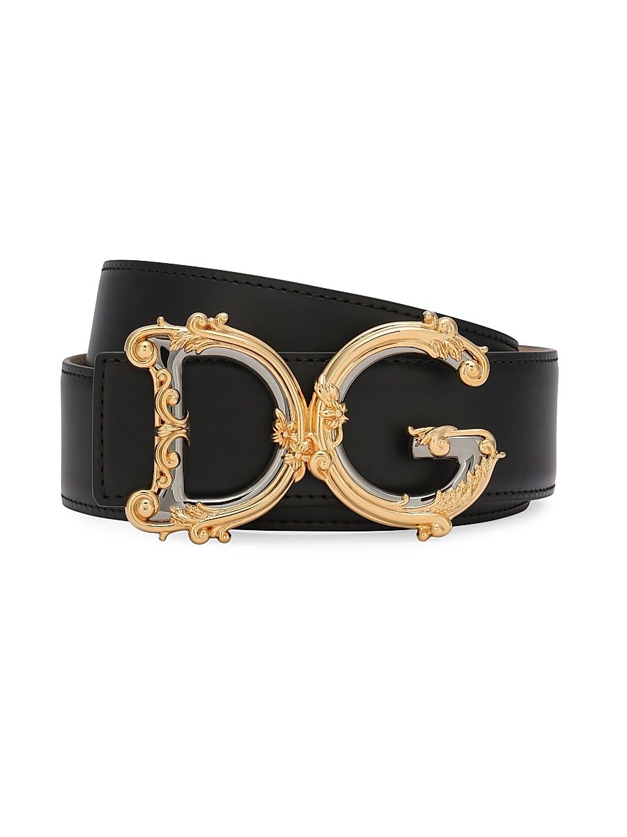 Women's 50MM DG Baroque Leather Belt - Nero - Size XL