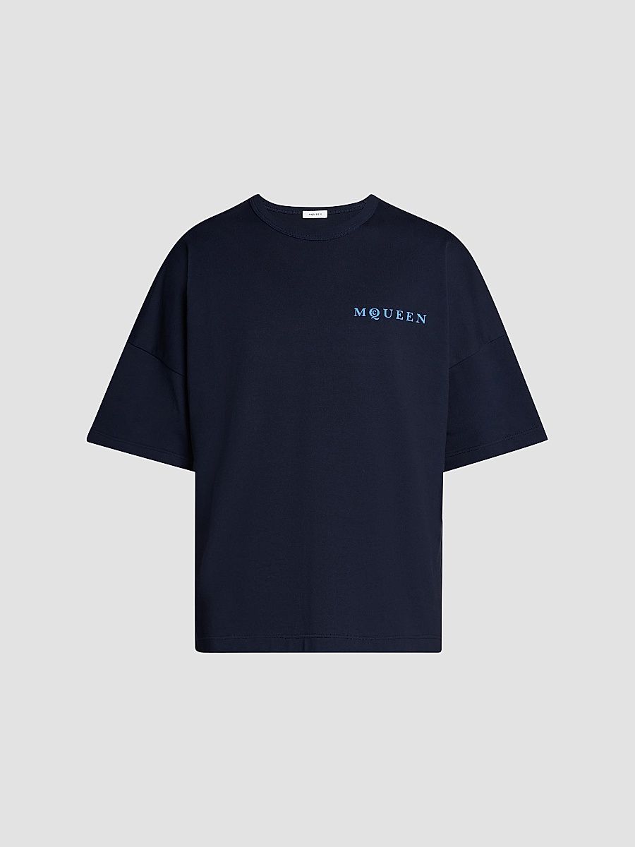 McQueen Men's Logo Cotton Crewneck T-Shirt - Black Multi - Size Small