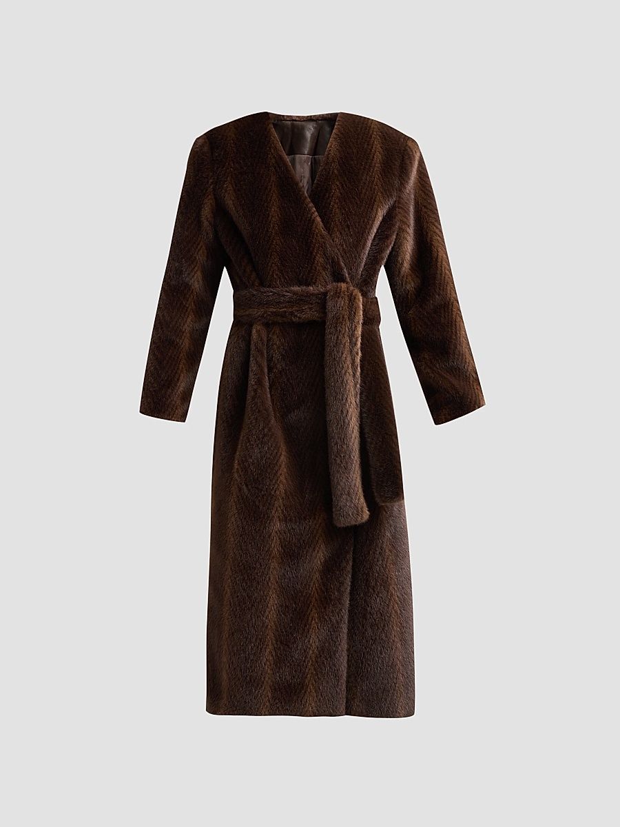 Women's Cady Faux-Fur Coat - Brown Multi - Size XS