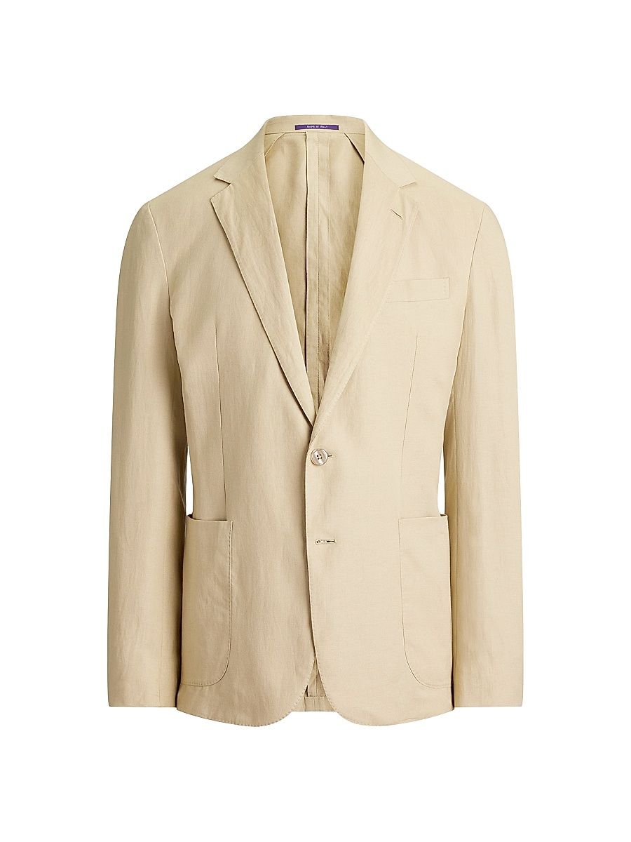 Men's Silk-Linen Single-Breasted Blazer - Champagne - Size 48