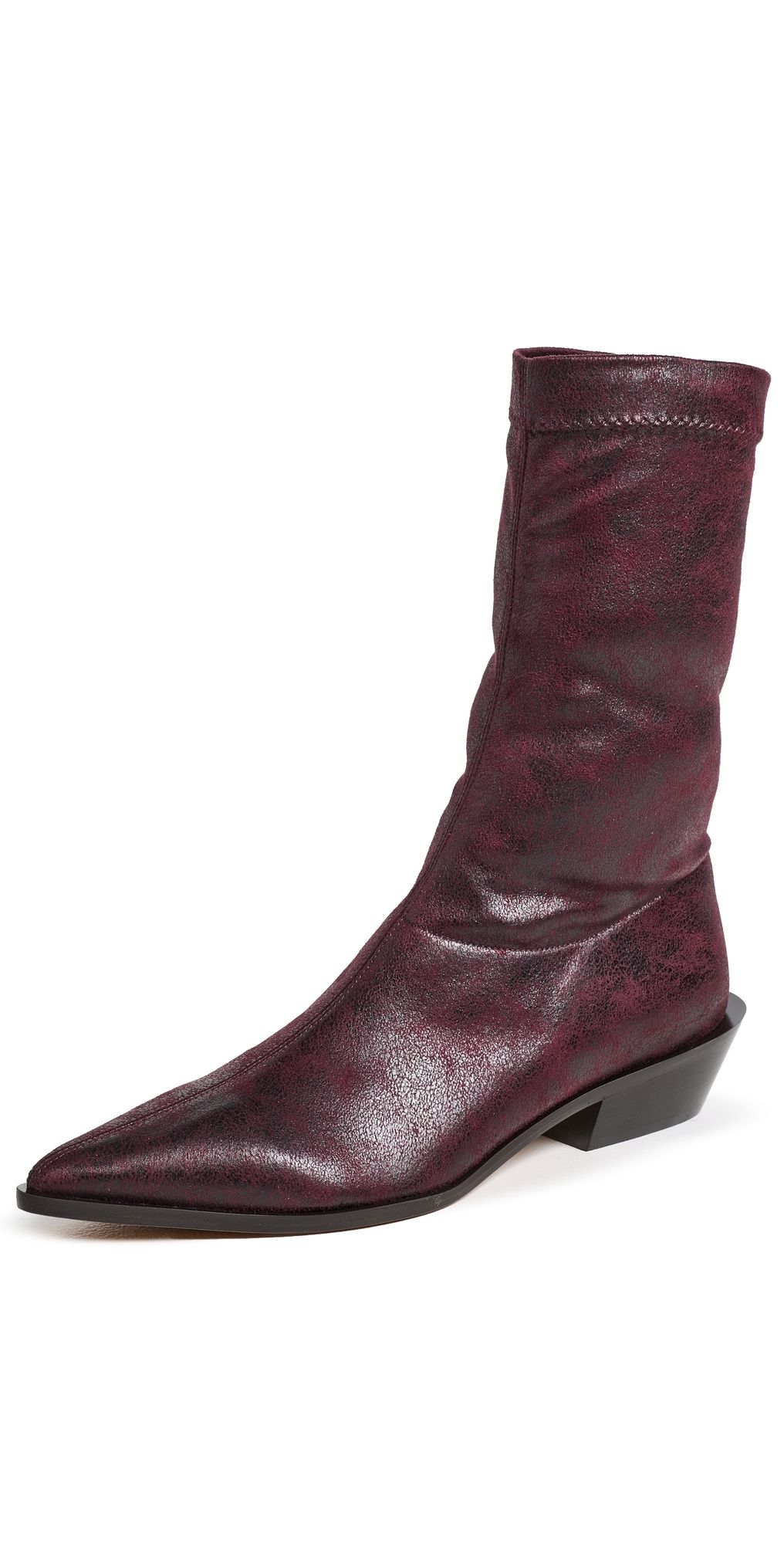 Tibi Leo Faux Leather Boots Wine 42
