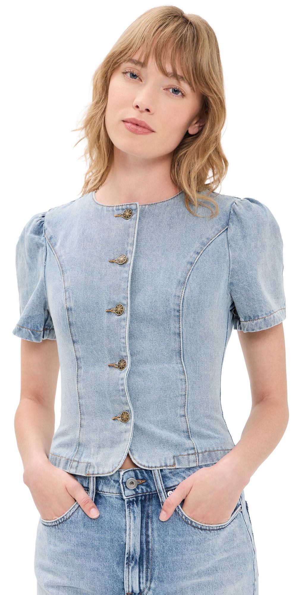Lioness Femme Blouse Light Denim XXS