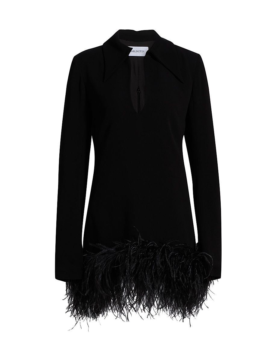 Women's Michele Feather-Trimmed Minidress - Nero - Size 4