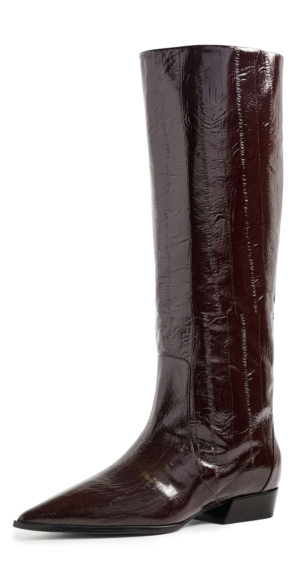 Black Suede Studio Aero 25 Boots Brown Eel Printed Leather 41