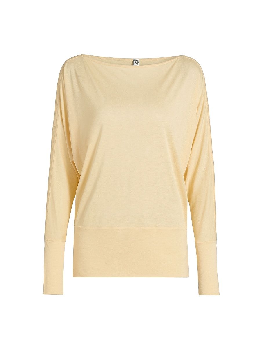 Women's Boatneck Jersey Top - Champagne - Size Large
