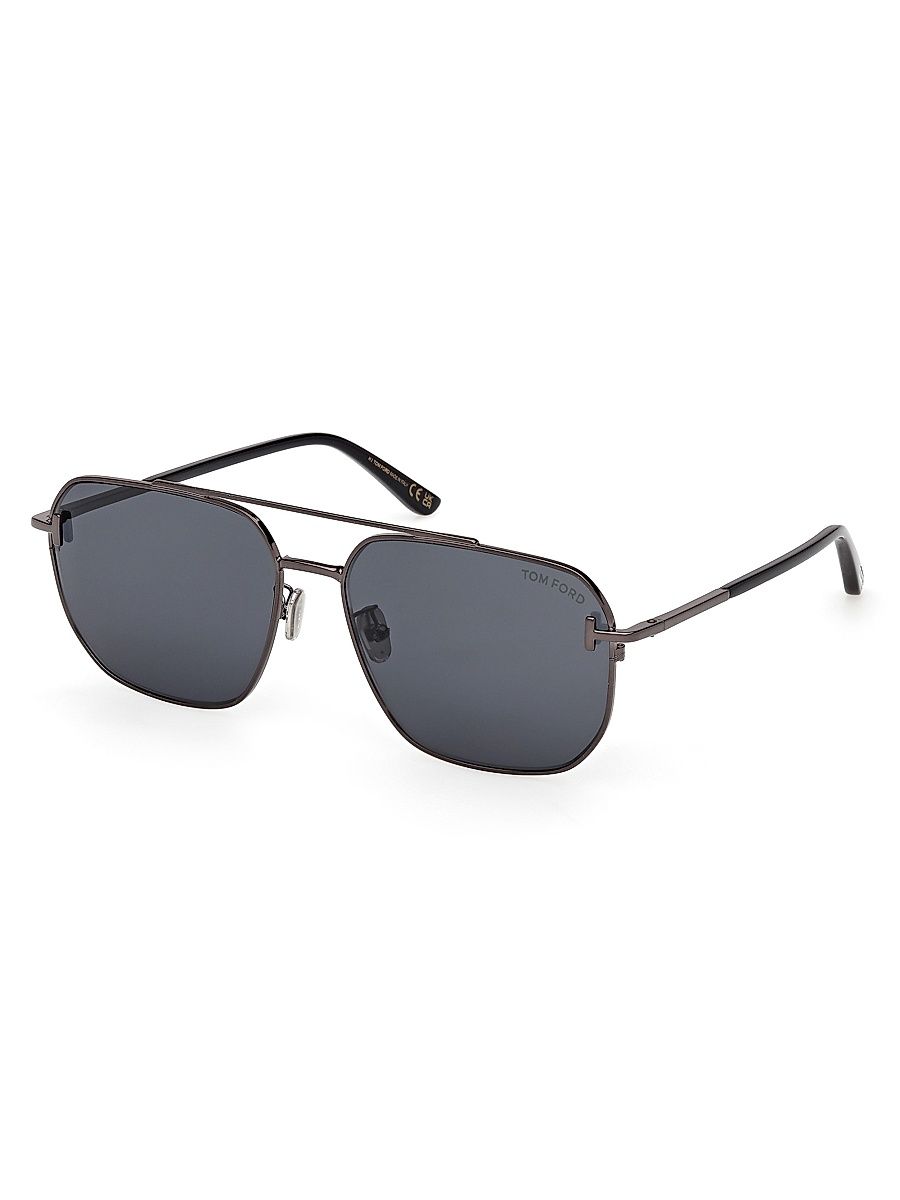 Men's 61MM Aviator Sunglasses - Shiny Black
