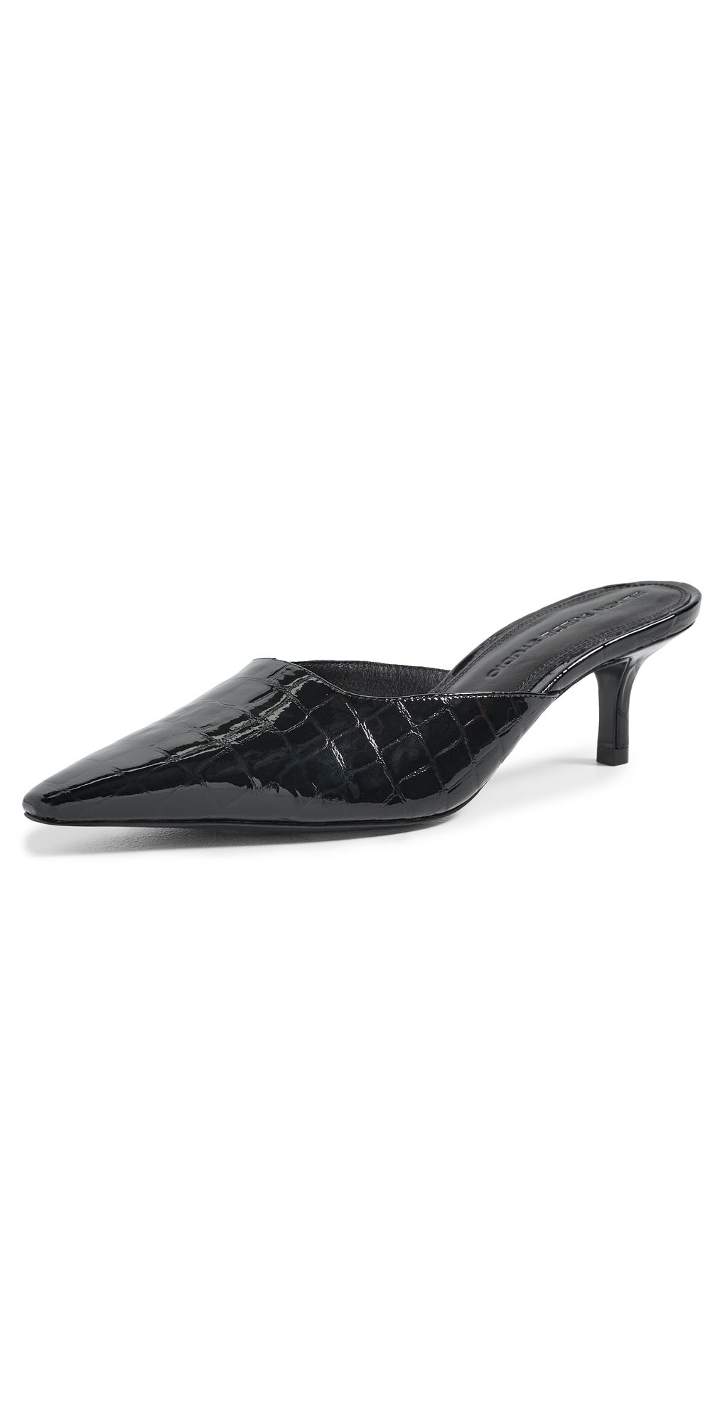 Black Suede Studio Riley 50 Heels BLACK CROC PATENT LEATHER 39