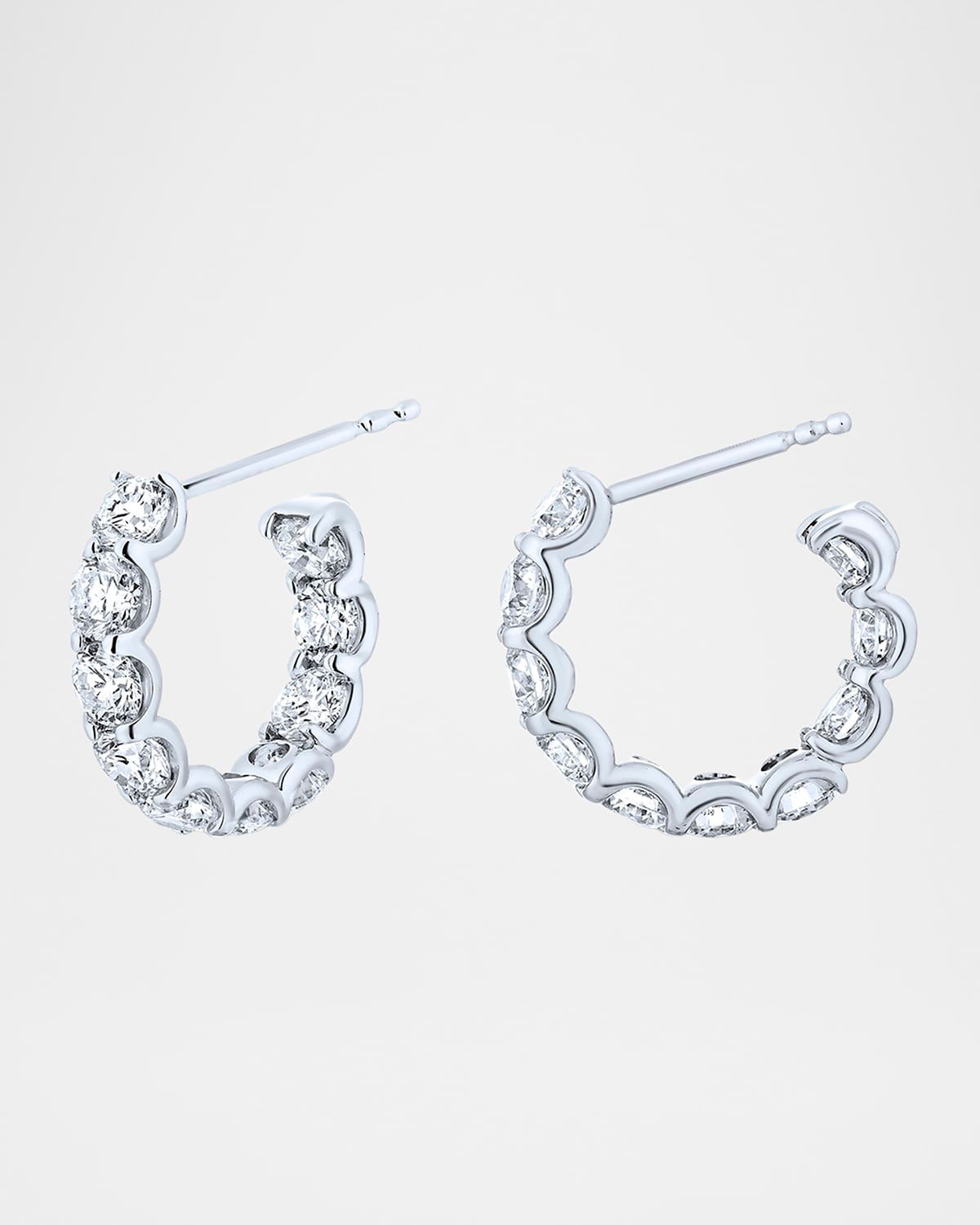 18K White Gold Diamond Inside-Out Hoop Earrings, 3.0tcw