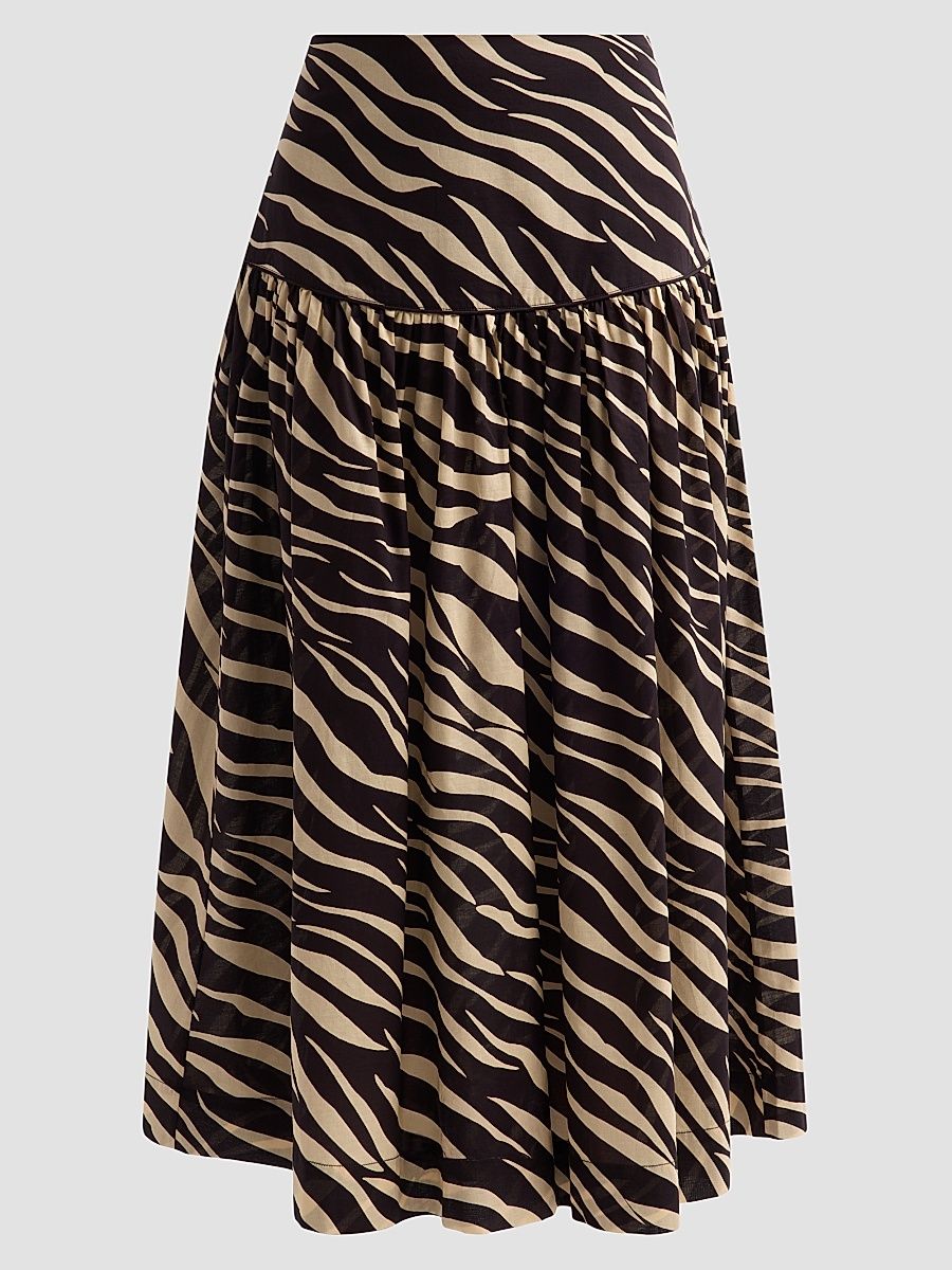 Women's Feyre Zebra Stripe Drop Waist Skirt - Zebra - Size XL