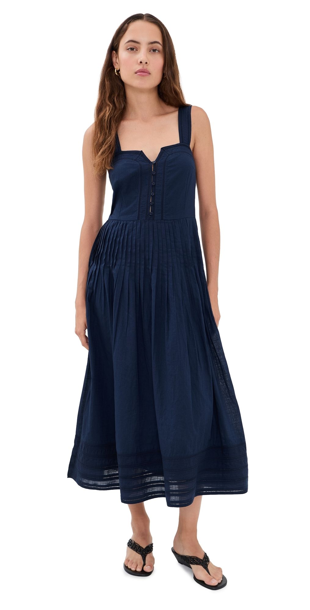 THE GREAT. The Day Break Dress Navy 3
