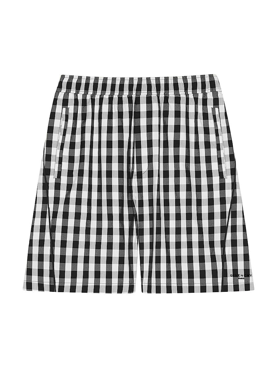Men's Gingham Bermuda Shorts in Cotton - Black White - Size 30