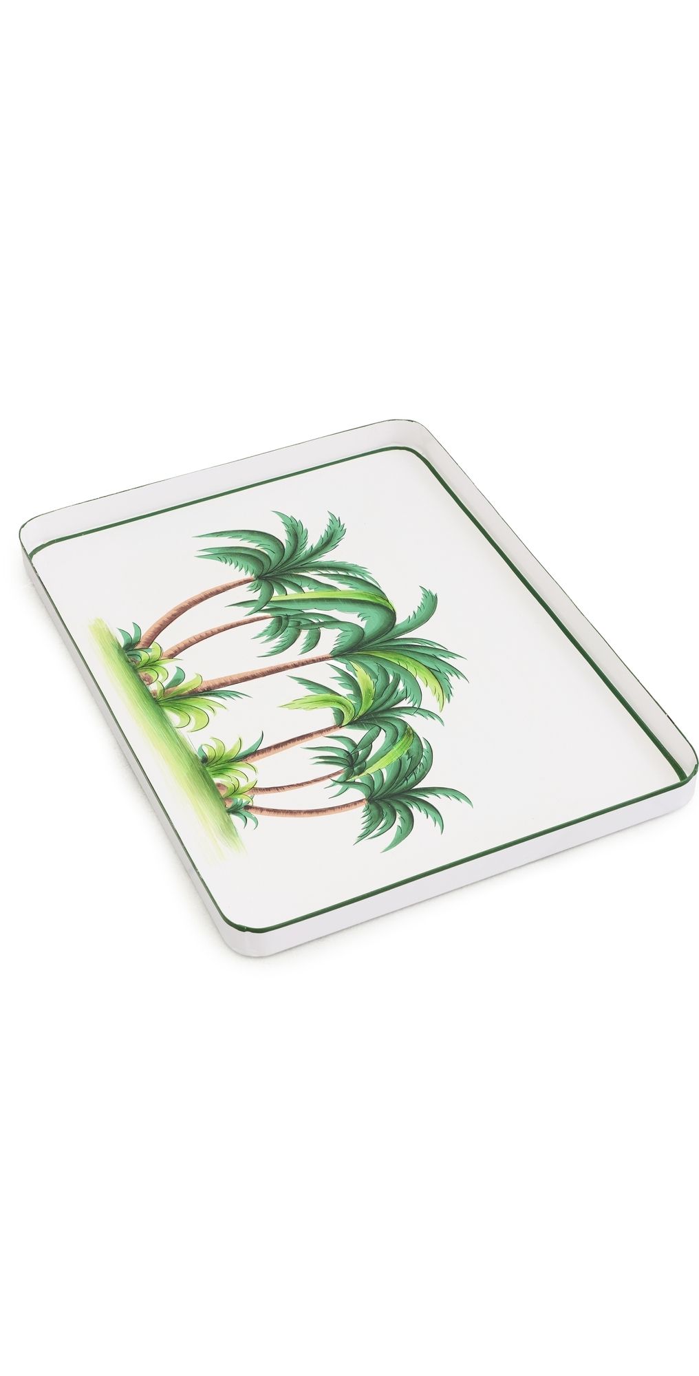 Les Ottomans Flora Hand Painted Iron Tray White/Green/Brown One Size