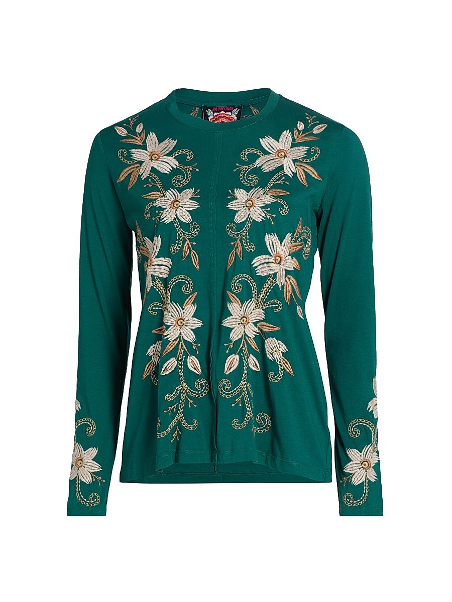 Women's Corinthe Floral Cotton Top - Botanical Garden - Size Medium