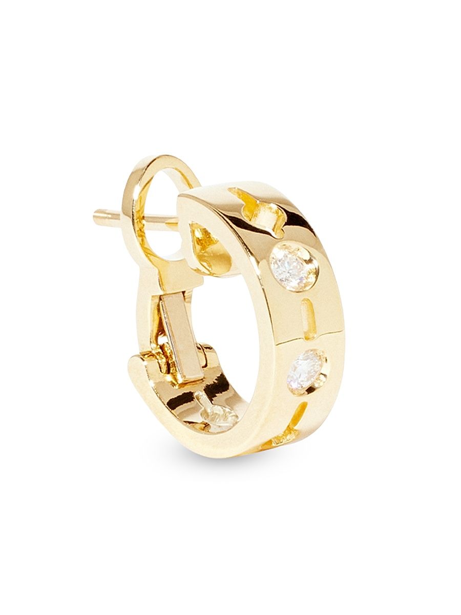 Women's Pulse 18K Yellow Gold & 0.05 TCW Diamond Single Hoop Earring - Yellow Gold