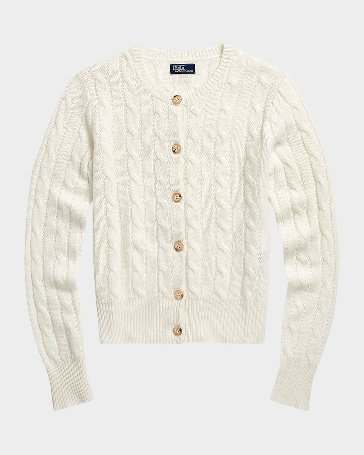 Cable-Knit Cashmere Crewneck Cardigan