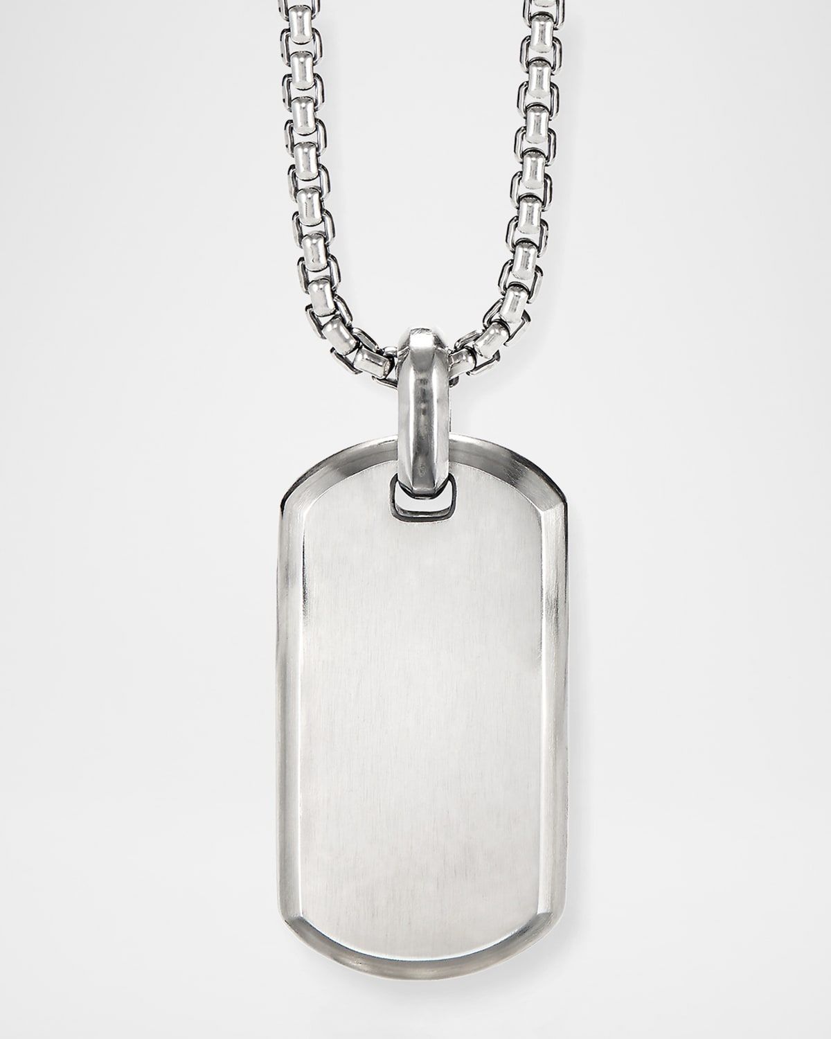 Men & apos;s Streamline Tag Pendant in Silver, 35mm