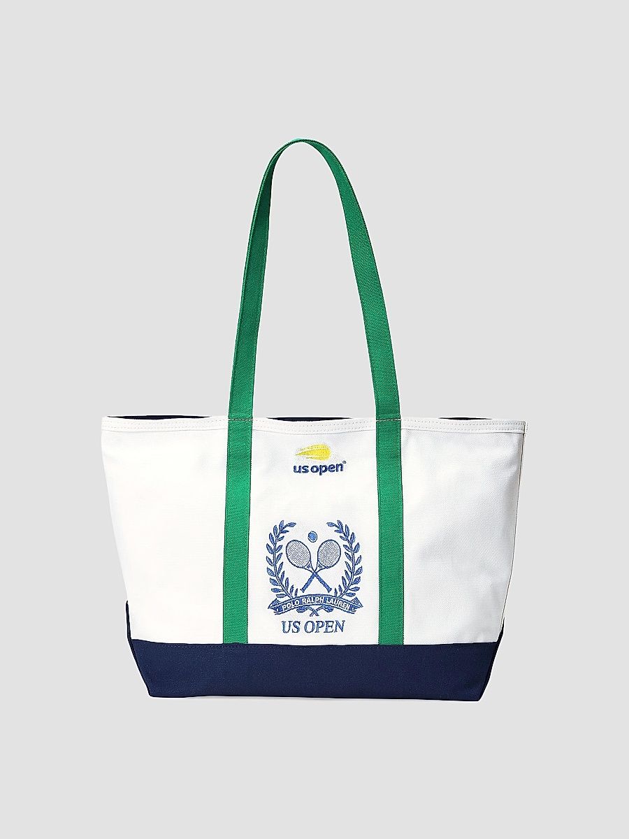 Polo Ralph Lauren Men's Logo-Embroidered Colorblocked Canvas Tote Bag - Cream Green Multi
