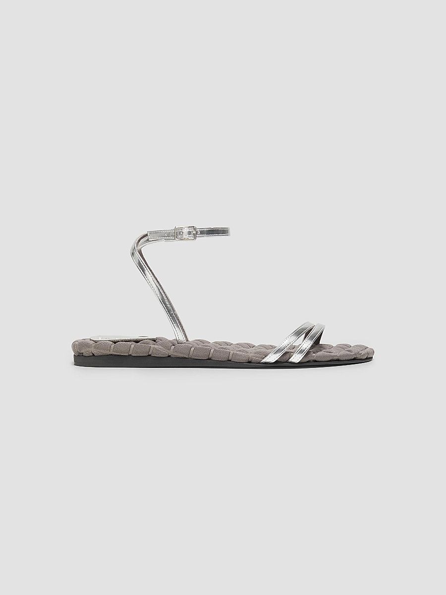 AERA Women's Faye Vegan Brushed Leather Flat Sandals - Silver - Size 11