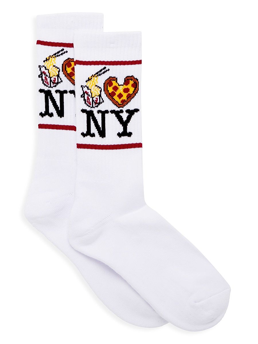 Lo Mein Pizza NY Socks - White