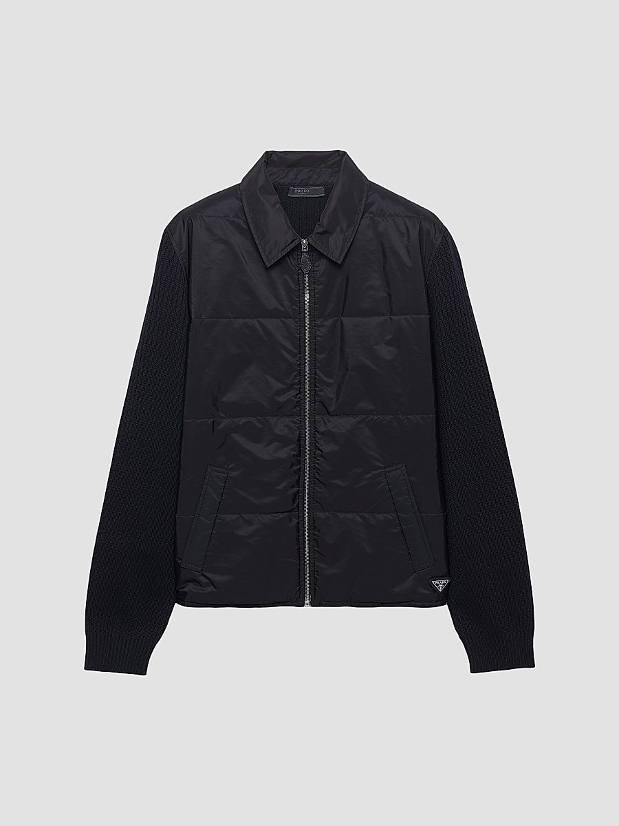 Men's Wool And Re-Nylon Gabardine Cardigan - Black - Size 48