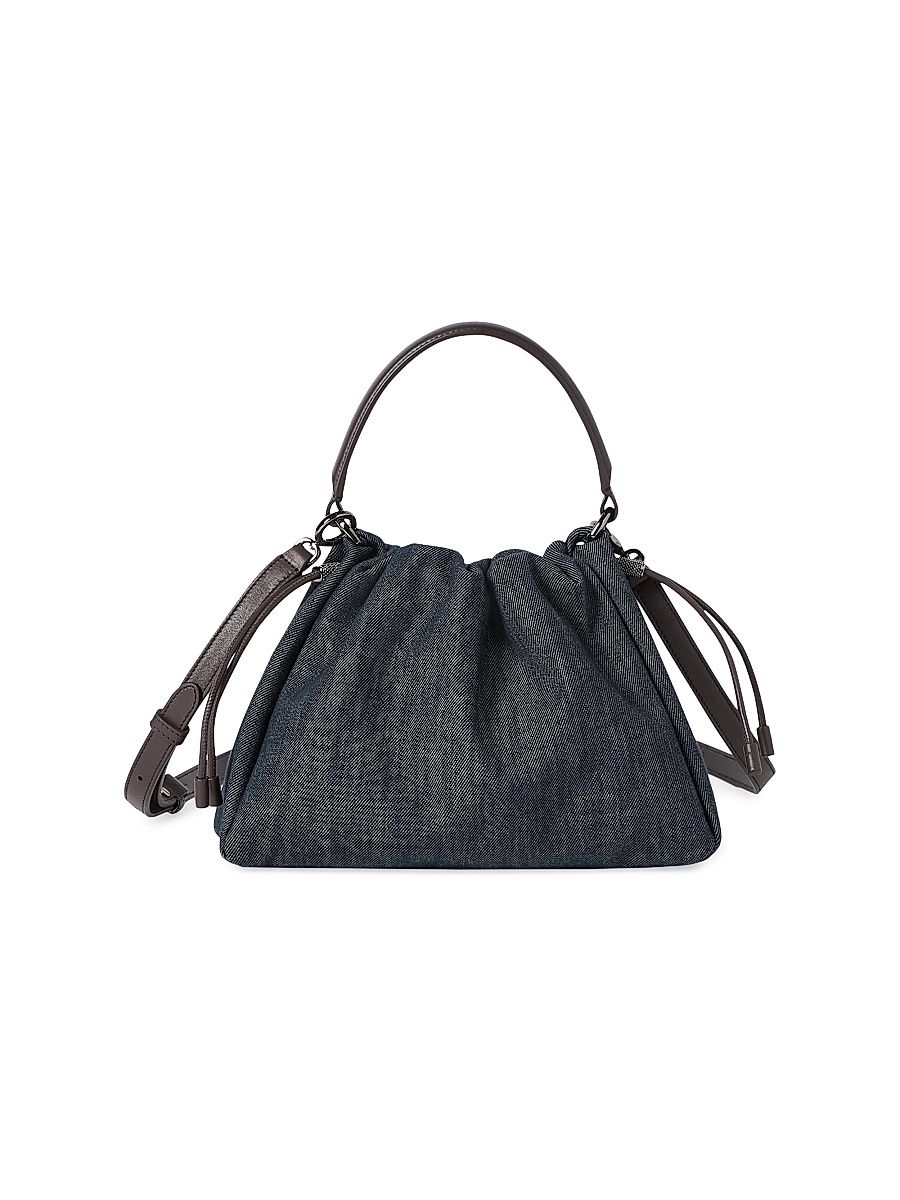 Women's Mellow Small Bucket Bag in Cotton Denim Effect Twill - Blue