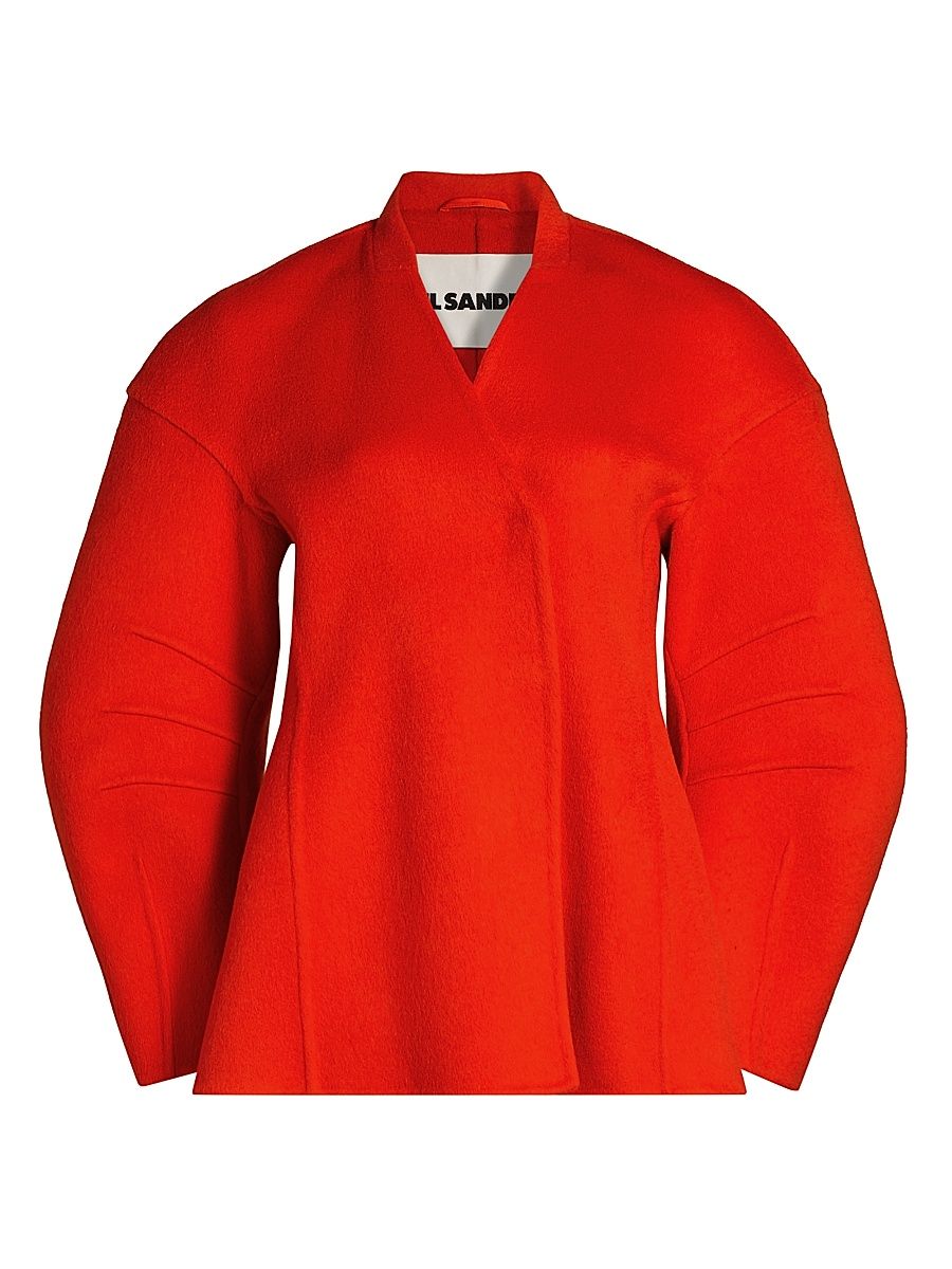 Women's Sculpted Alpaca-Wool Blend Jacket - Chilli Red - Size 2
