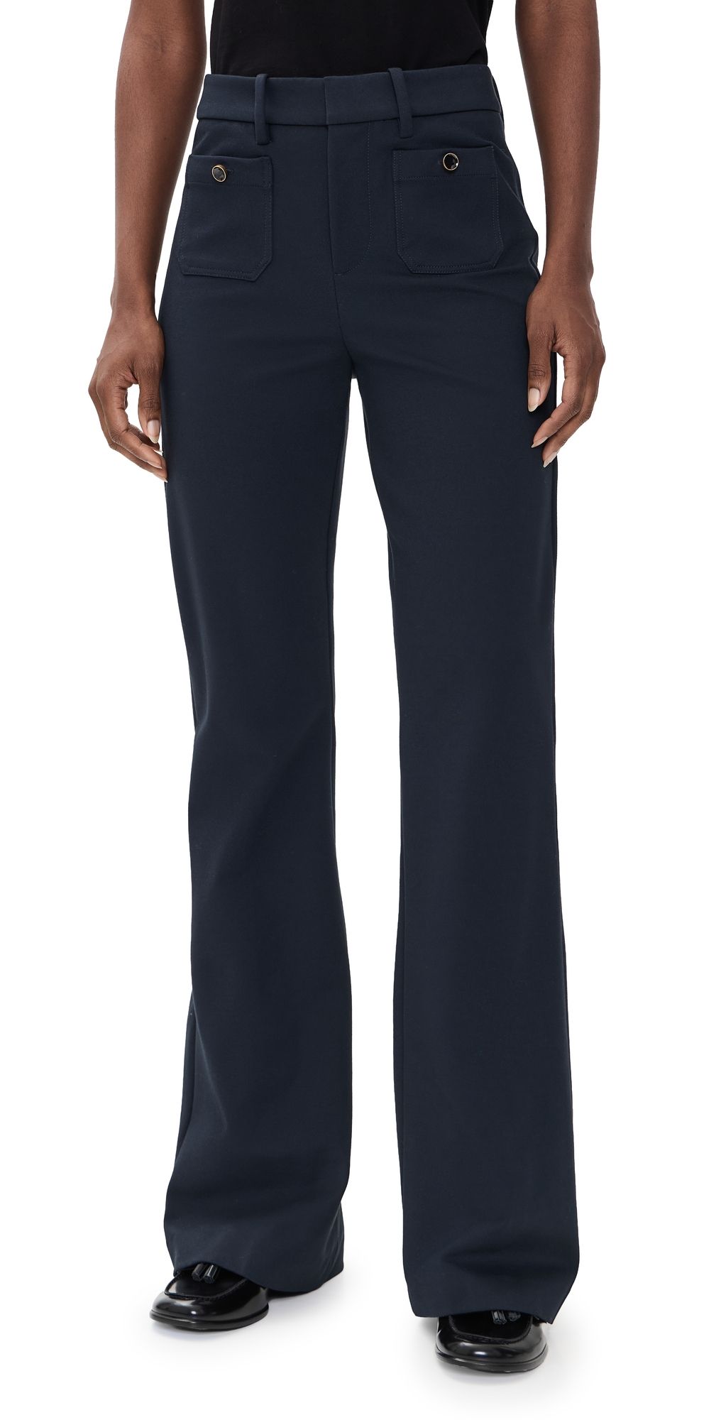 FRAME The Shrunken Pocket Flare Trousers Navy 10