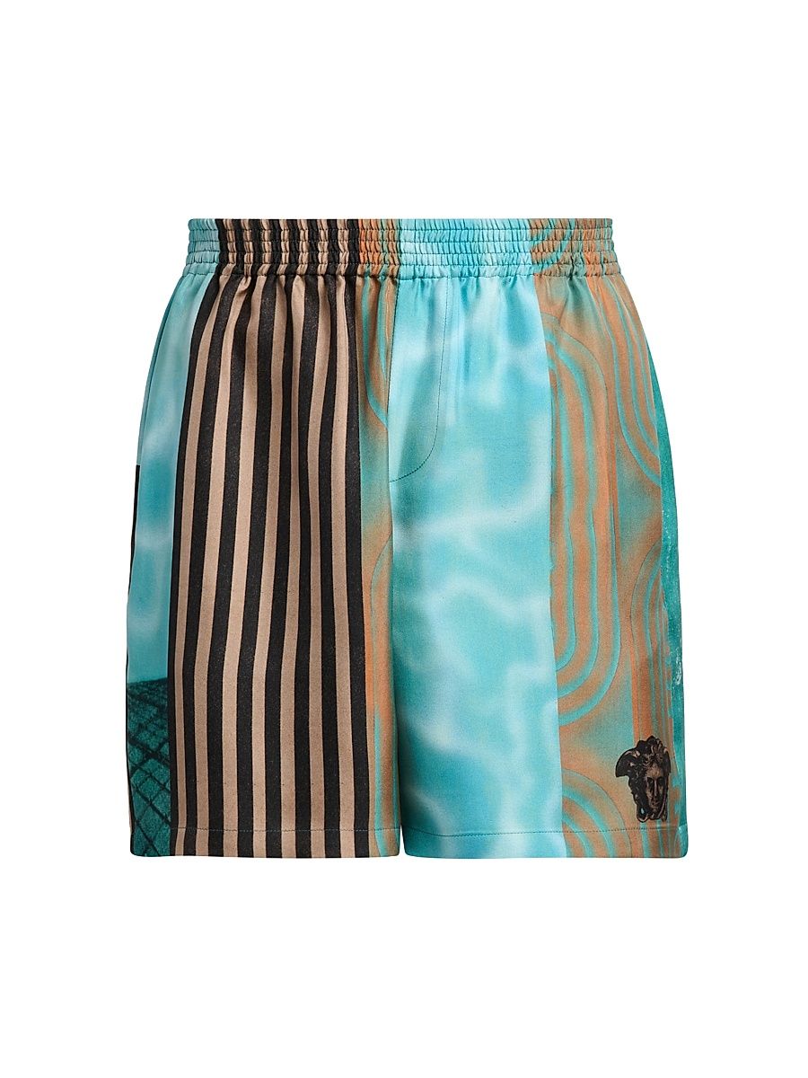 Men's Floating Printed Silk Twill Shorts - Size 40
