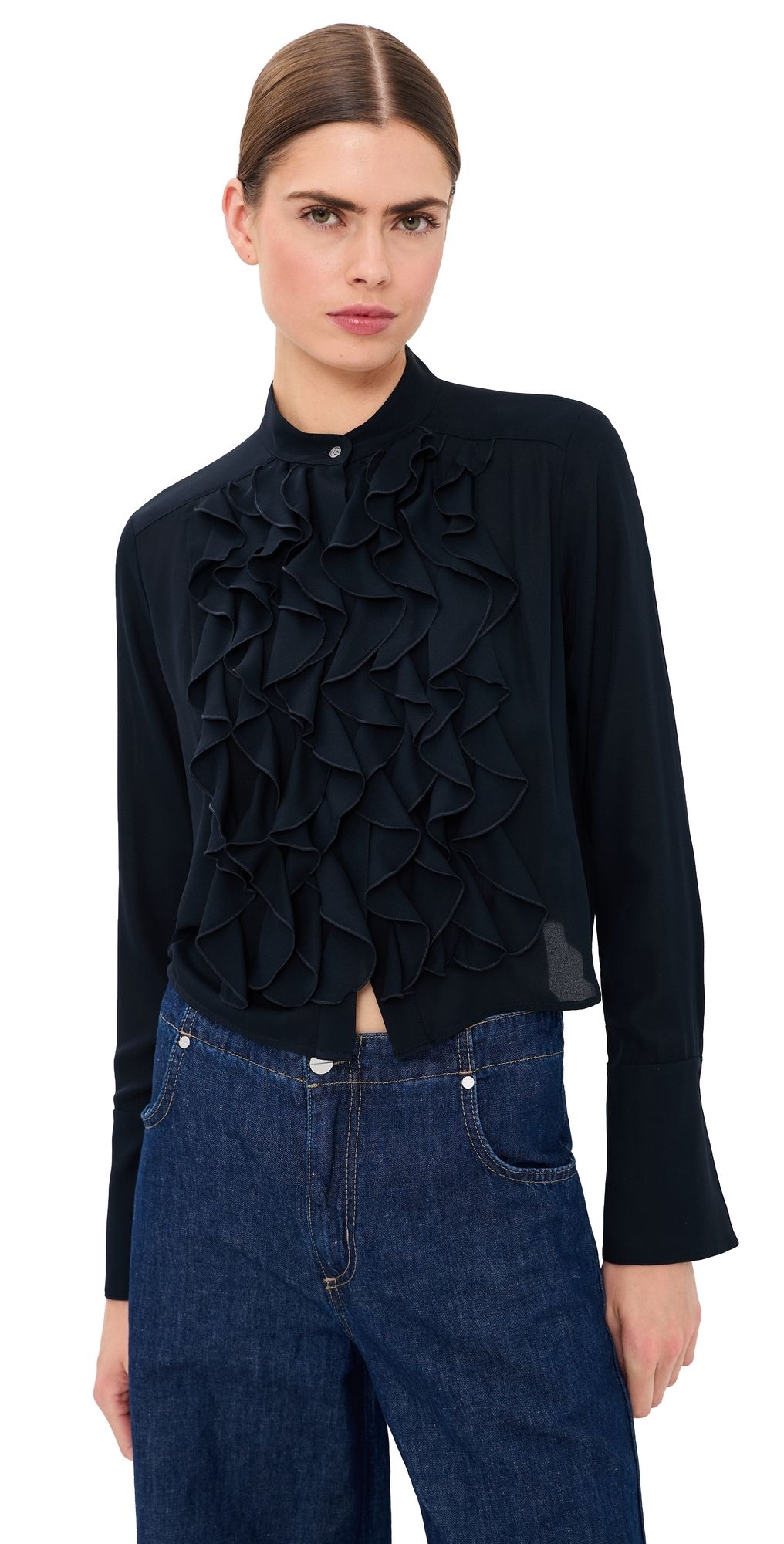 TWP Patti Button Down Top Midnight M