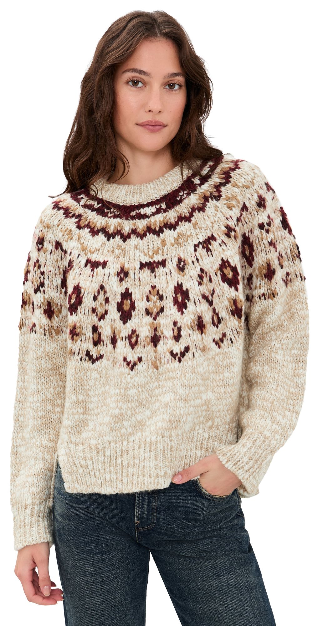 Proenza Schouler White Label Lizzy Fairisle Sweater Oat Multi M