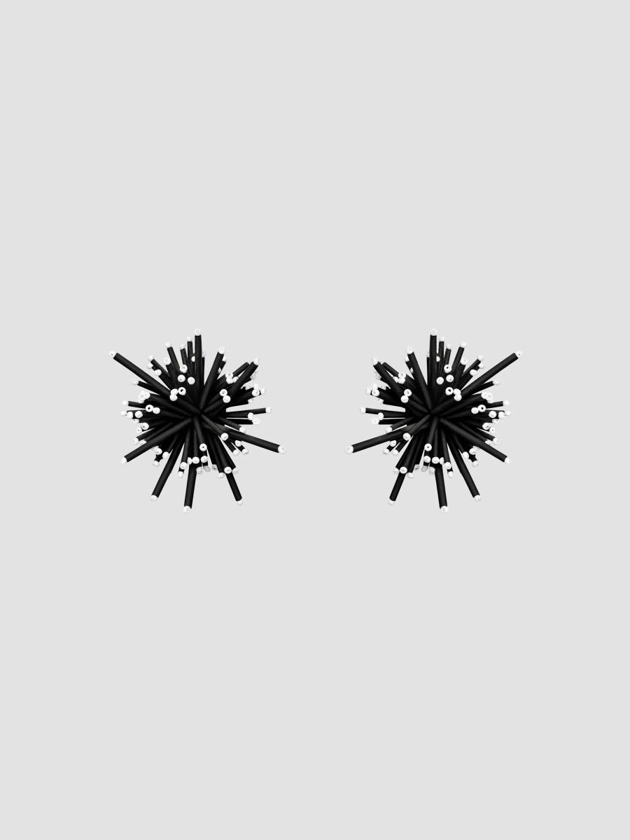 Oscar de la Renta Women's 24K-Gold-Plated & Glass Bugle Bead Firework Stud Earrings - Black
