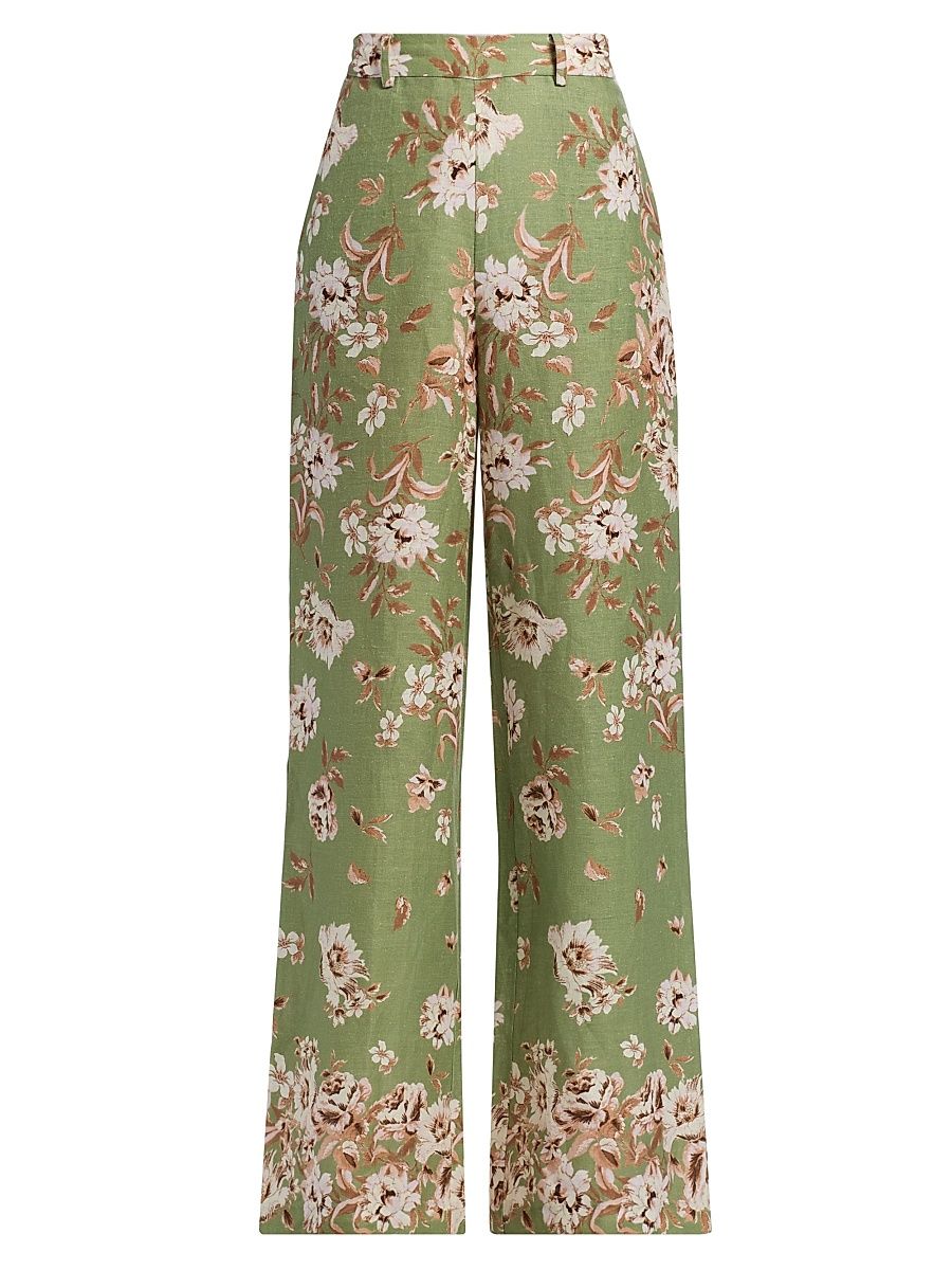 Women's Mayflower Linen Wide-Leg Pants - Farfella Sage - Size 10