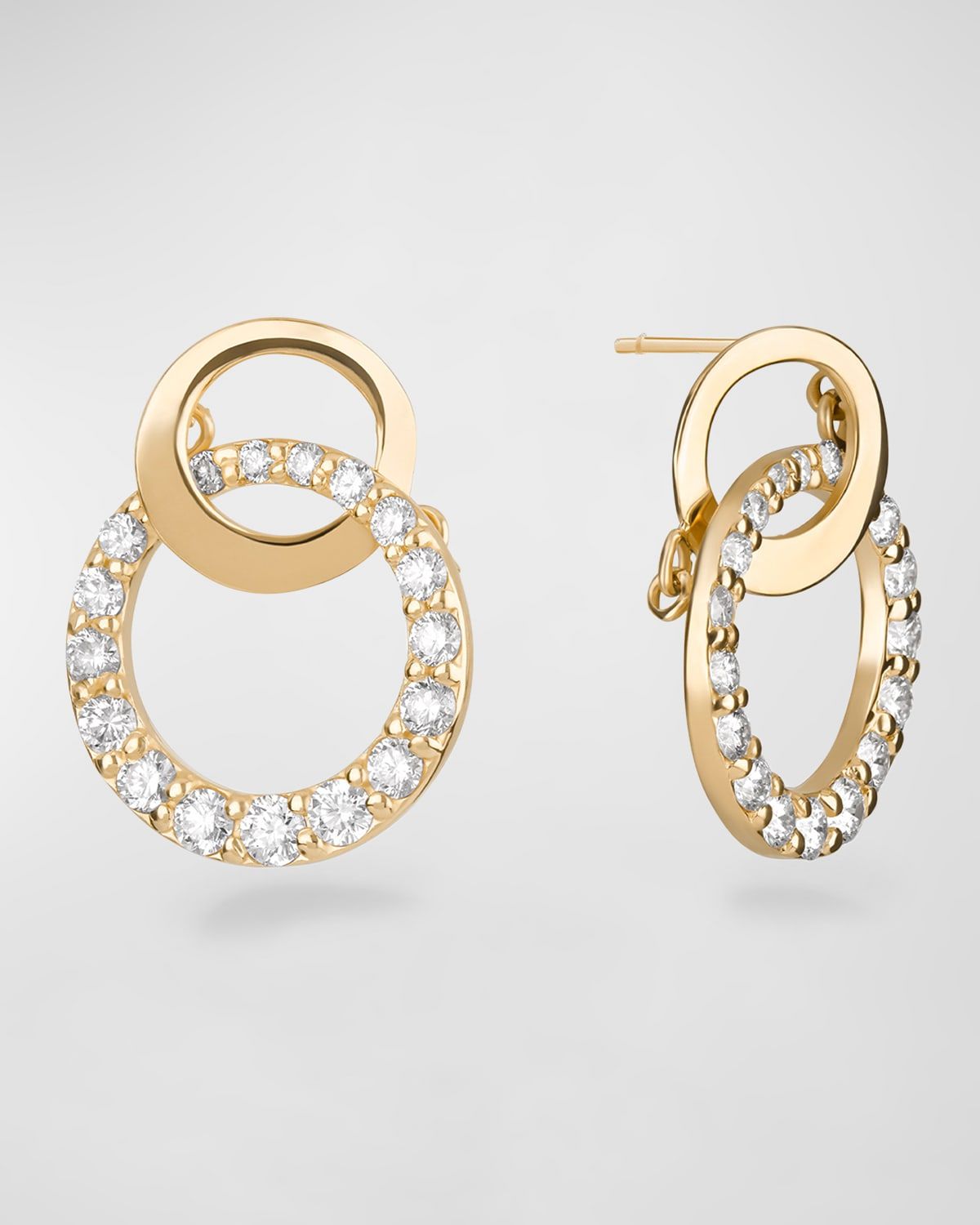 14K Gold Flawless Double Bond Cusp Dangle Stud Earrings