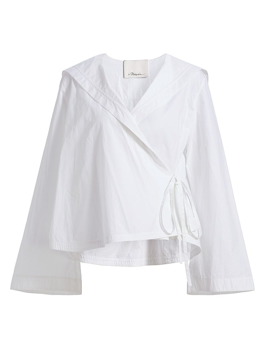 Women's Sailor Cotton Wrap Shirt - White - Size 12