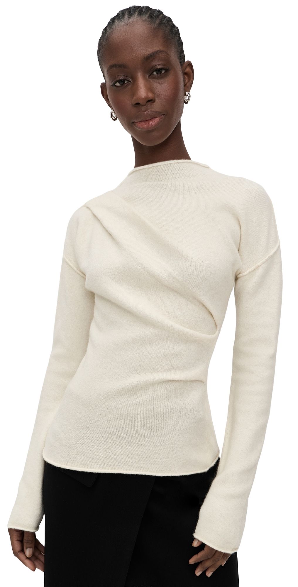 Helmut Lang Slouchy Crew Plush Sweater Ivory S