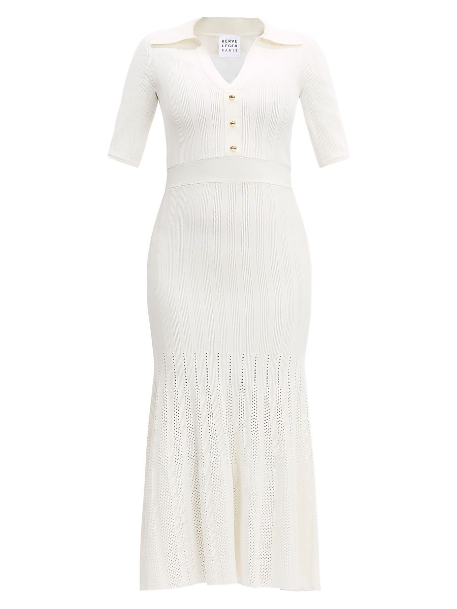 Women's Adele Rib-Knit Midi-Dress - Alabaster - Size XXS