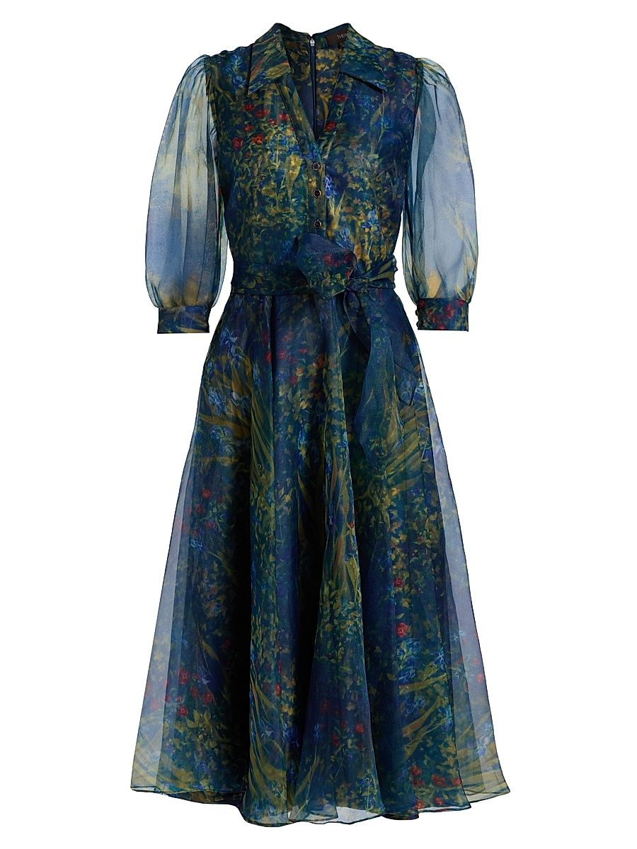 Women's Winnie Floral Organza Midi-Dress - Herbarium - Size 16