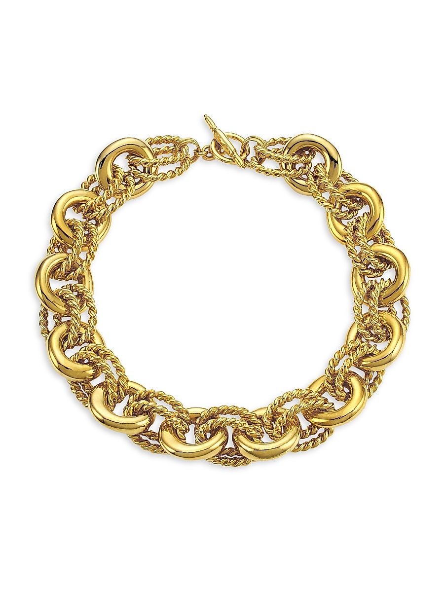 Women's Polished 22K Goldplated Double-Twist Link Collar Necklace - Gold