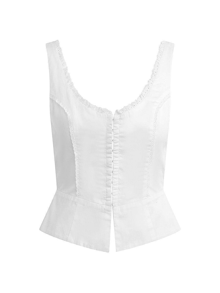 Women's Joe's Jeans x WeWoreWhat Femme Eyelet Cotton Corset Top - White - Size XS