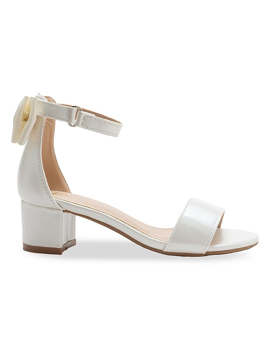 Tulleen Girl's Little Girl's and Girl's Satin Banded Block Heels - White - Size 7 (Child)