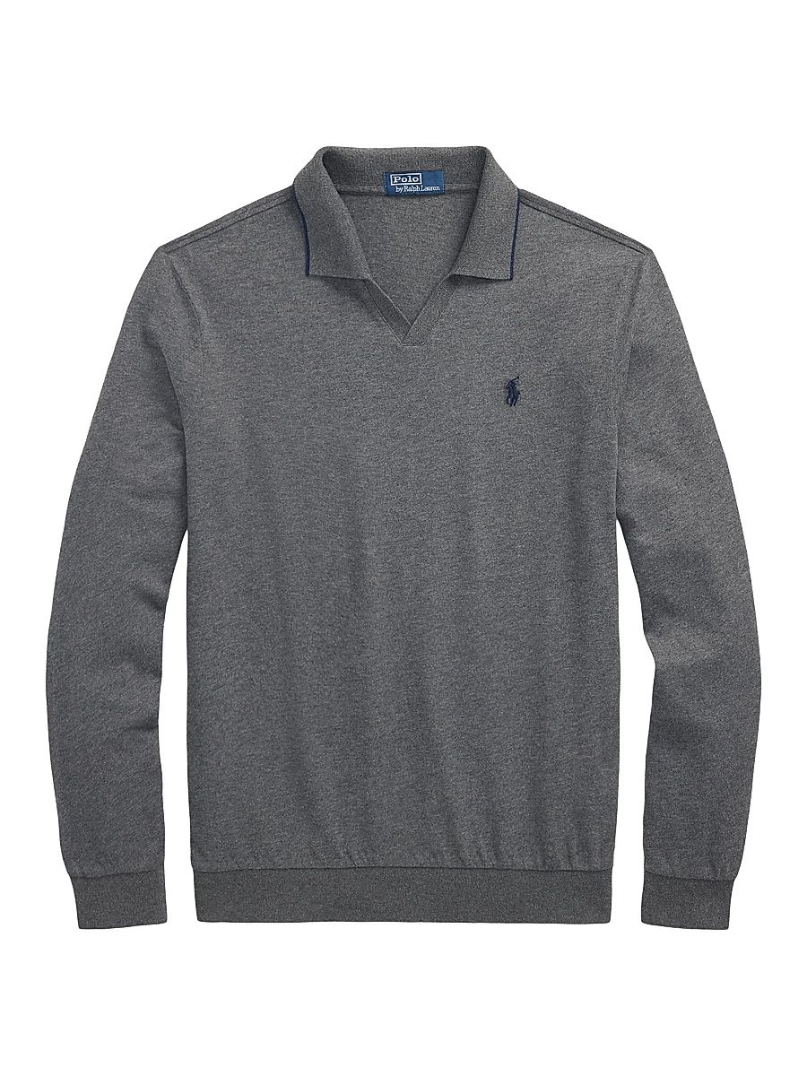 Men's Textured Cotton Jersey Polo Shirt - Fortress Grey Heather - Size XXL