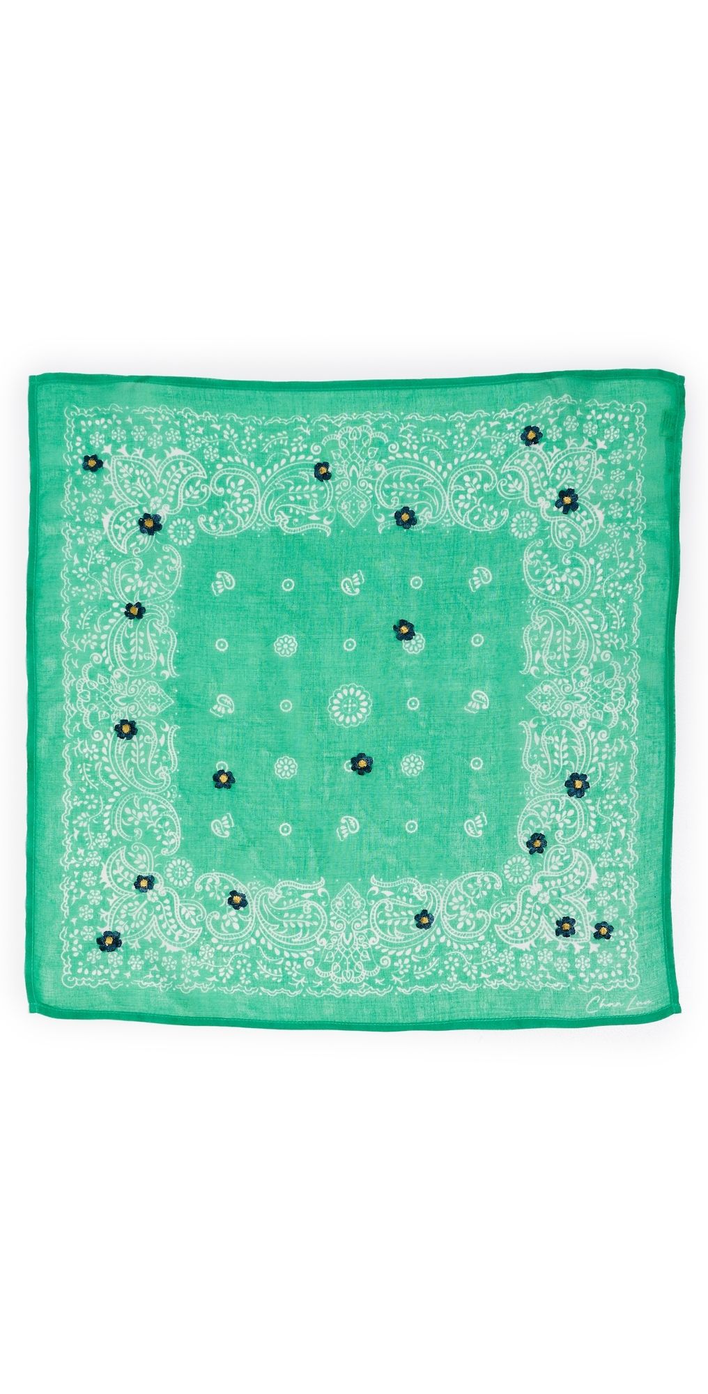 Chan Luu Daisy Embroidered Bandana Jade Green One Size